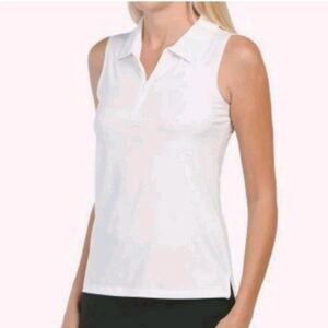 NWT Tommy Bahama Sleeveless 1/4 Zip Golf Polo Active Stretch Size M Ivory UPF 50